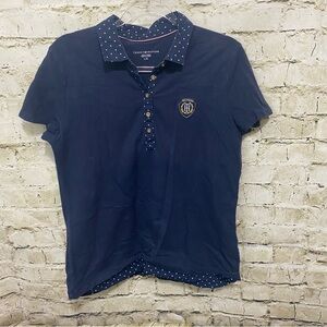 Tommy Hilfiger Blue Polka Dot Crest Cotton Polo Shirt